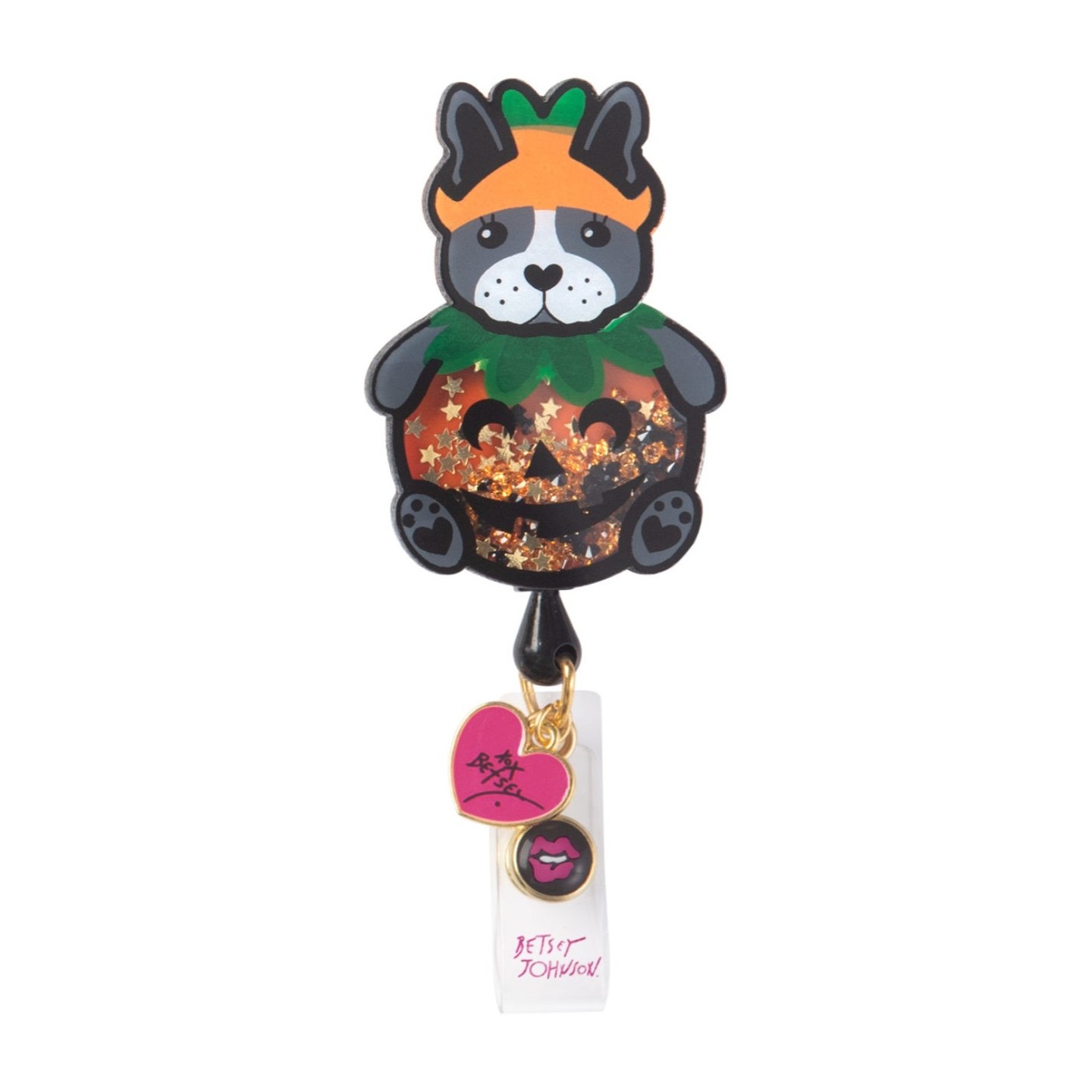 BA156 Betsey Johnson Porte-Badge Rétractable Dynamique par koi - Pumpkin Dog