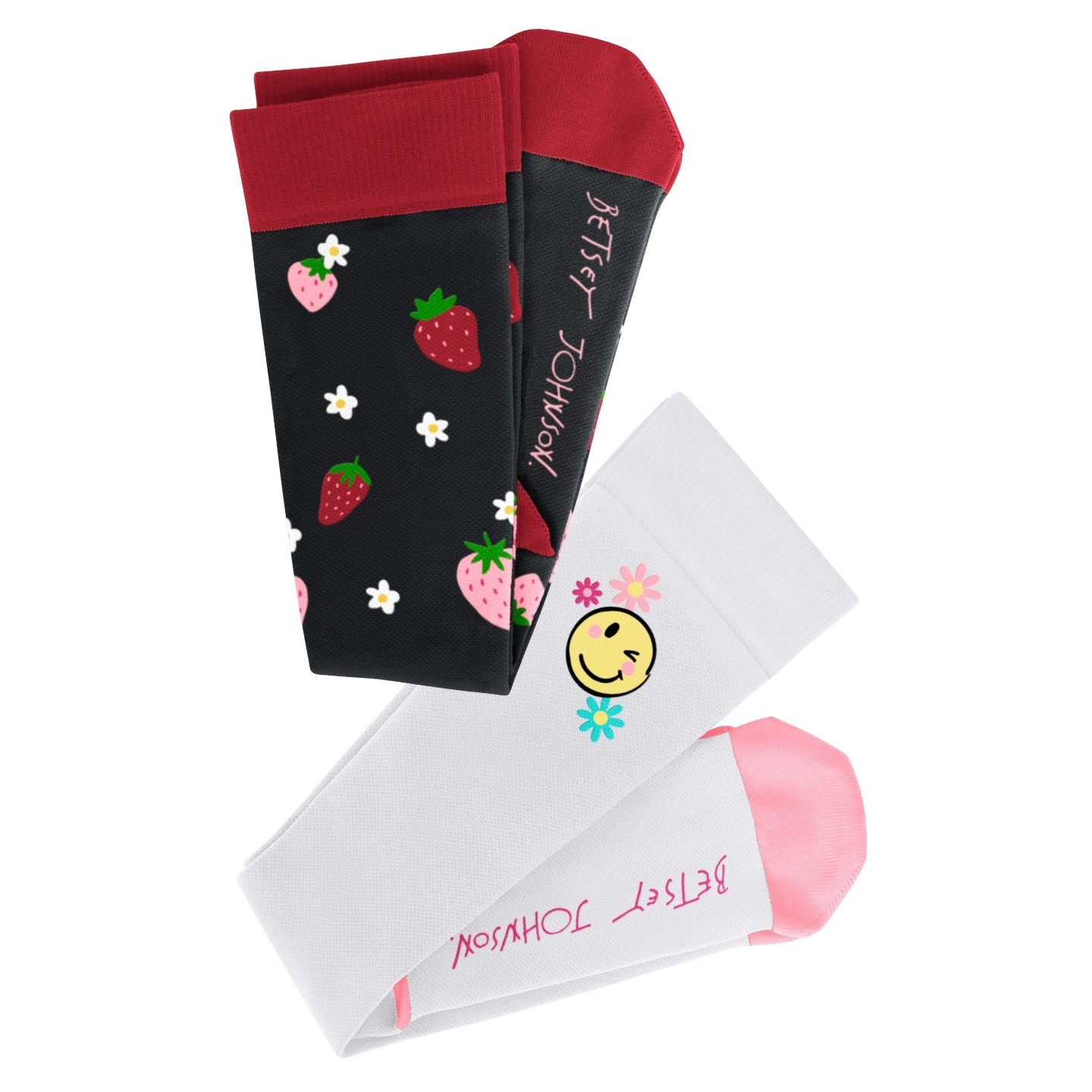 BA179 koi Betsey Johnson 2-Pack Compression Socks - Berry Happy