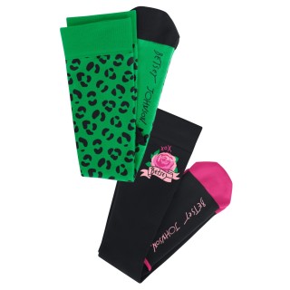 BA179 koi Betsey Johnson Chaussettes de Compression 2-Paires - Leopard Flora