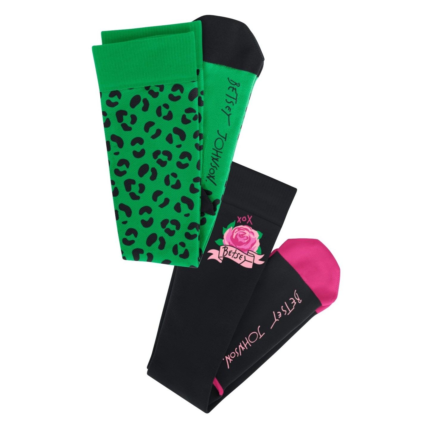 BA179 koi Betsey Johnson Chaussettes de Compression 2-Paires - Leopard Flora