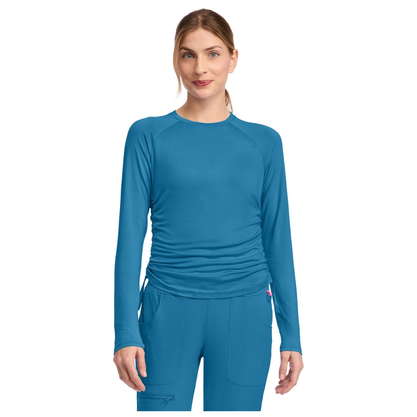 MC700 Amp Ruched Adjustable Length Long Sleeve Underscrub Top by Med Couture