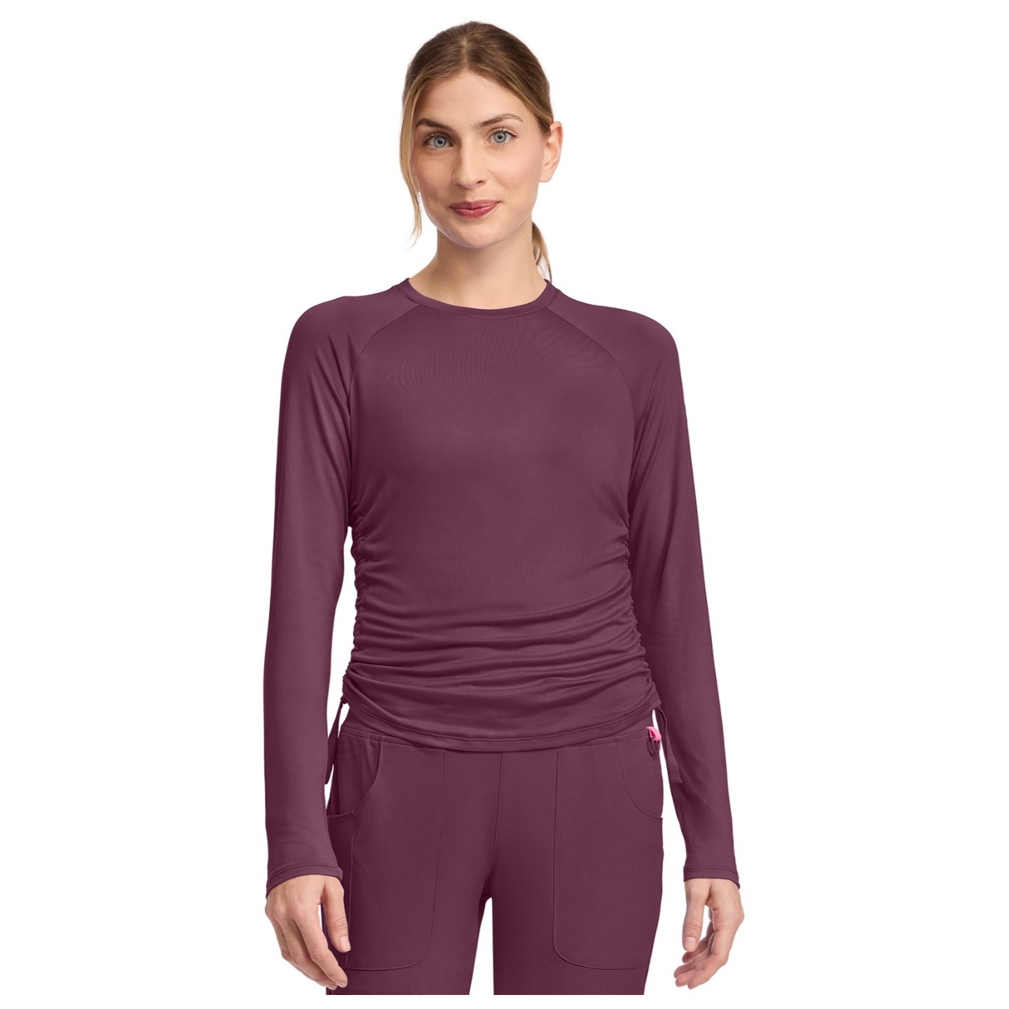 MC700 Amp Ruched Adjustable Length Long Sleeve Underscrub Top by Med Couture