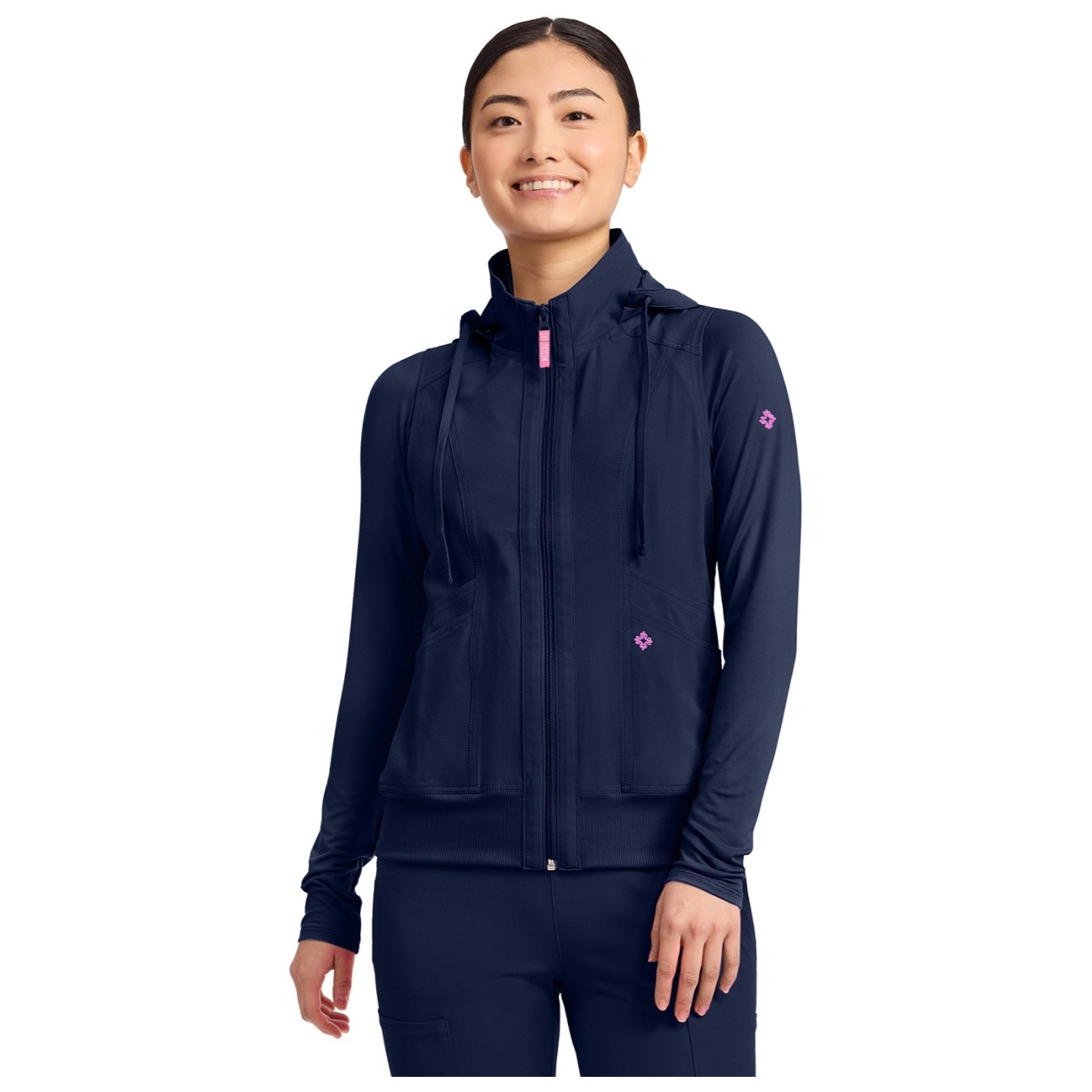 MC500 AMP 4 Pocket Zip Front Vest with Removable Hood by Med Couture