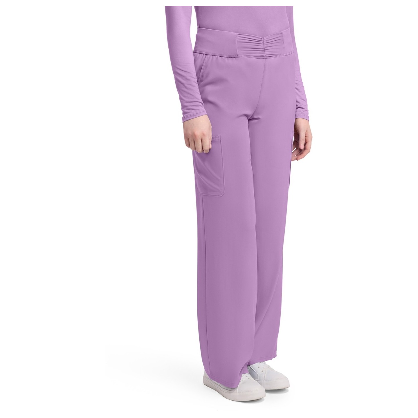 MC011 Insight Ruched Waist Wde Leg Pant with 5 Pockets by Med Couture