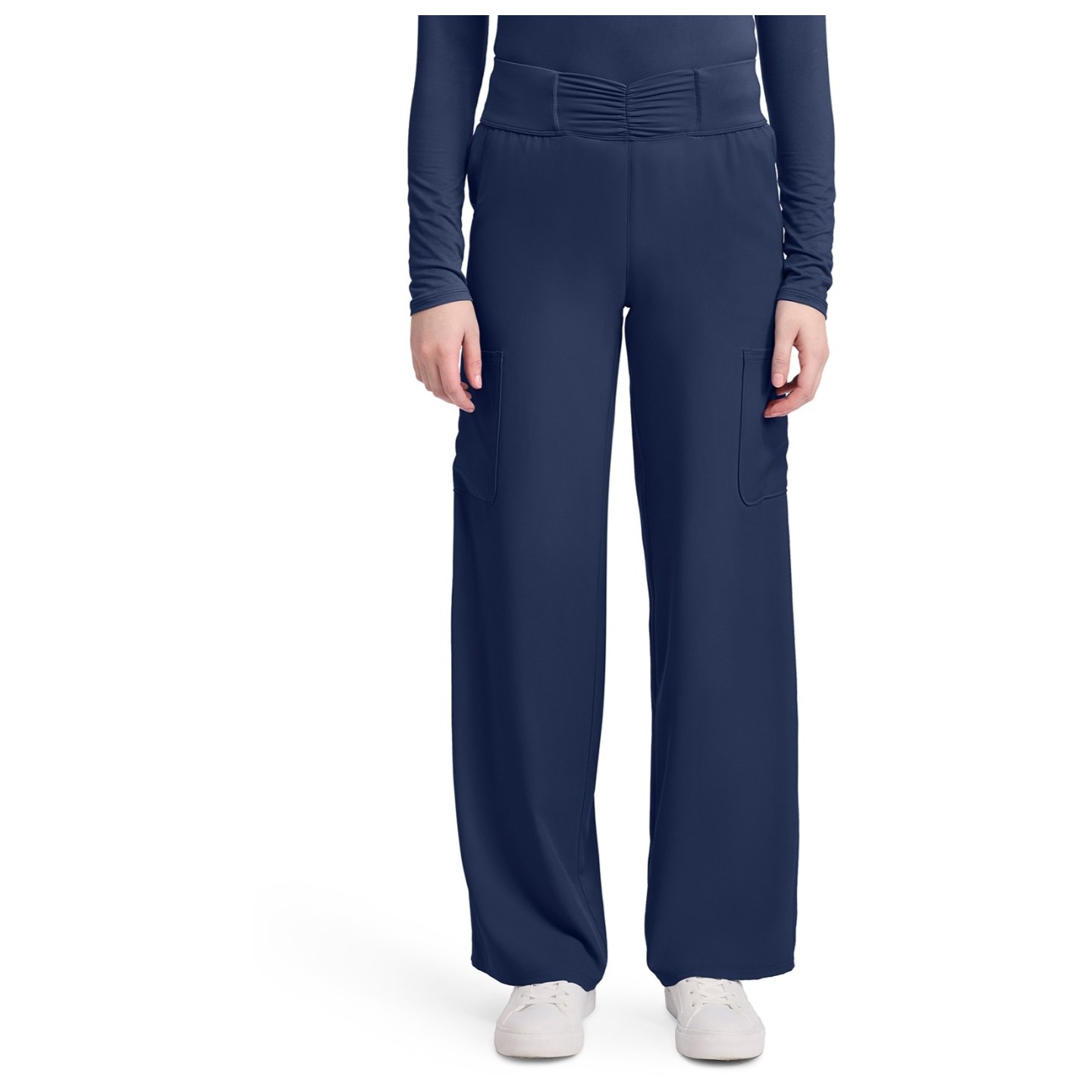 MC011 Insight Ruched Waist Wde Leg Pant with 5 Pockets by Med Couture