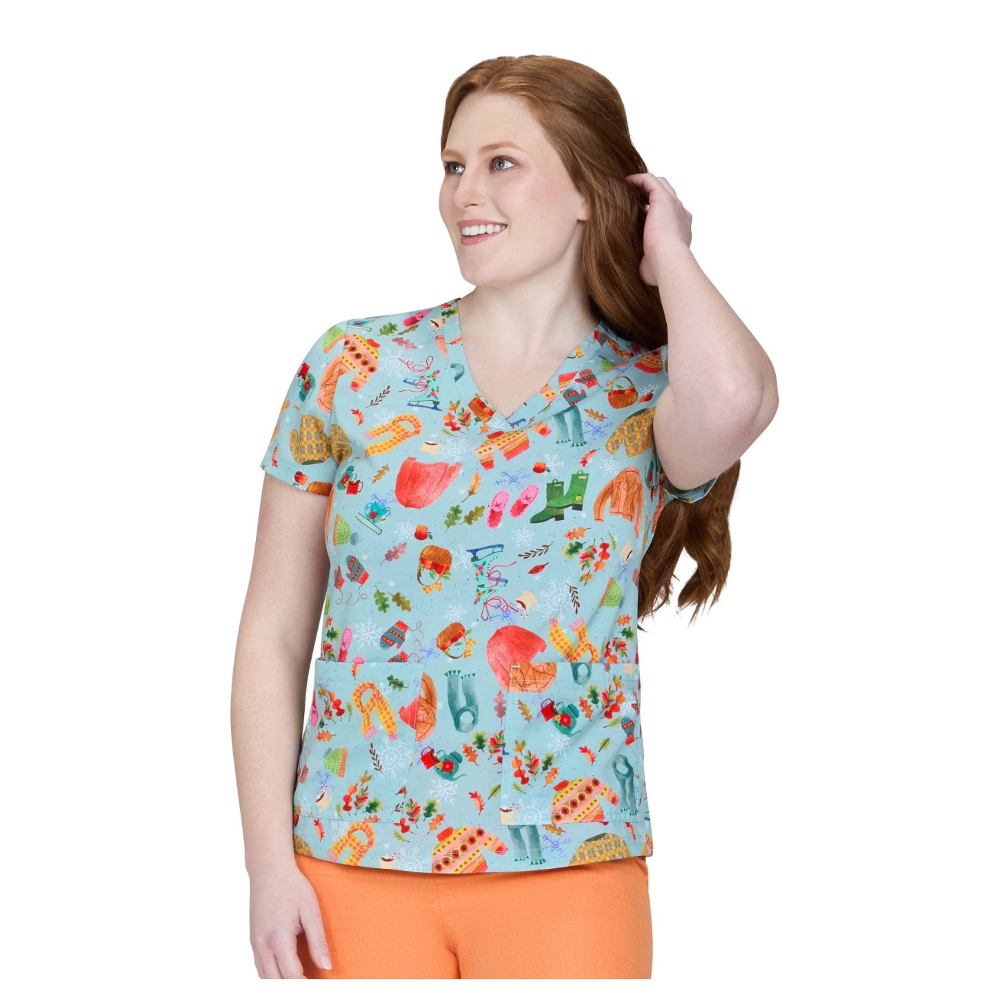 384PRA koi Artist Series Leslie Print Top - Tis The Season