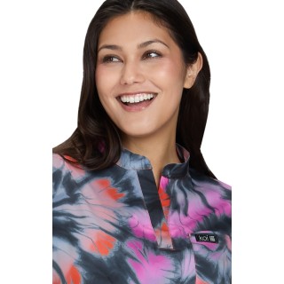 1093PR koi Basics Ari Split Neck Print Top - Flower Swirl