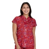 1093PRA koi Basics Artist Series Ari Split Neck Print Top - Etta Vee Snowflakes