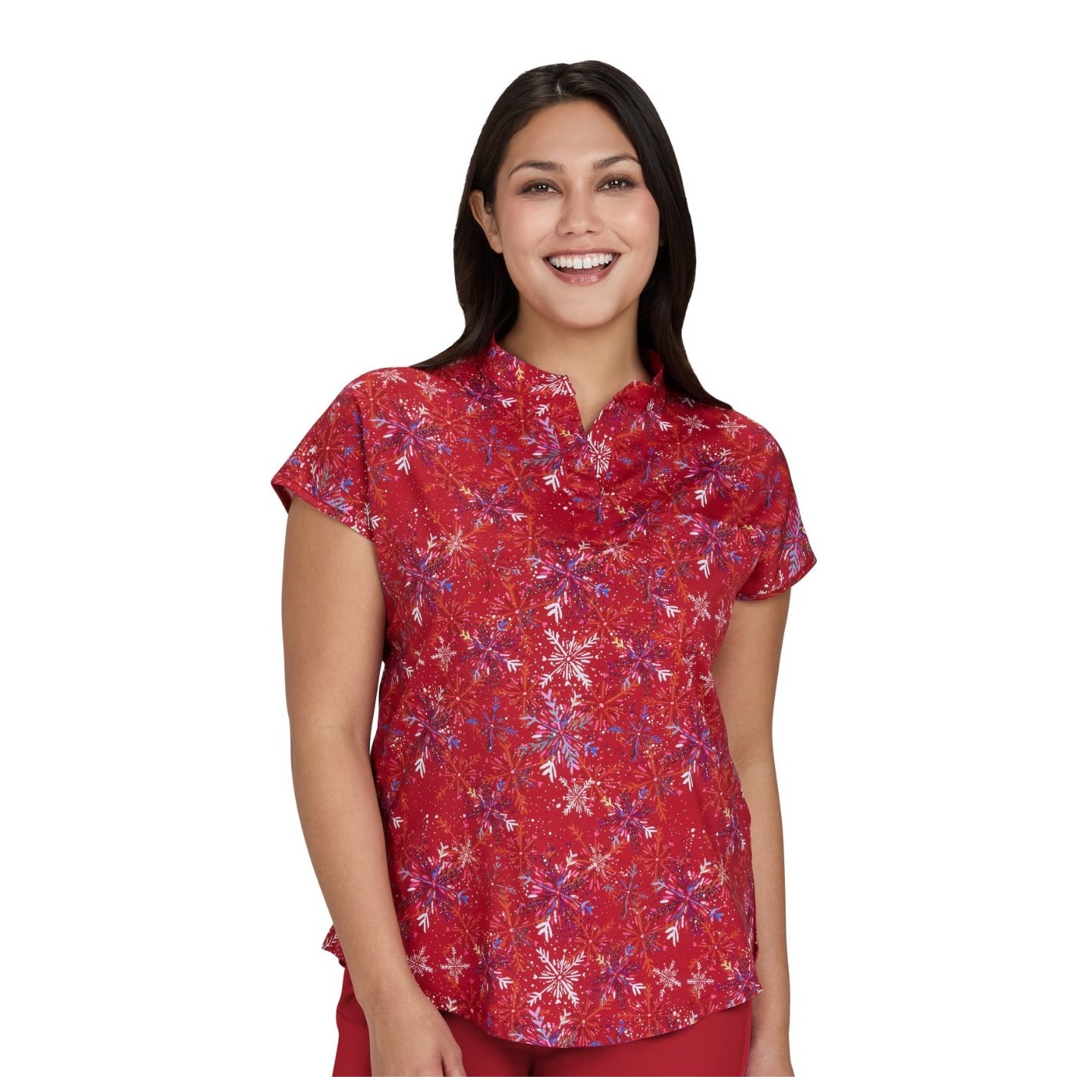 1093PRA koi Basics Artist Series Haut Imprimé Ari avec Encolure Fendue - Etta Vee Snowflakes