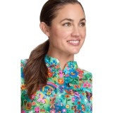 1093PRA koi Basics Artist Series Ari Split Neck Print Top - Forest Creatures