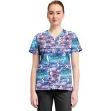 TF796 Tooniforms 2 Pocket V-Neck Print Top by Cherokee - Olaf in Arendelle
