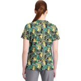TF796 Tooniforms 2 Pocket V-Neck Print Top by Cherokee - Tropical Roar