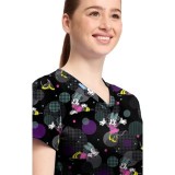 TF796 Tooniforms 2 Pocket V-Neck Print Top by Cherokee - Weave Your Dream