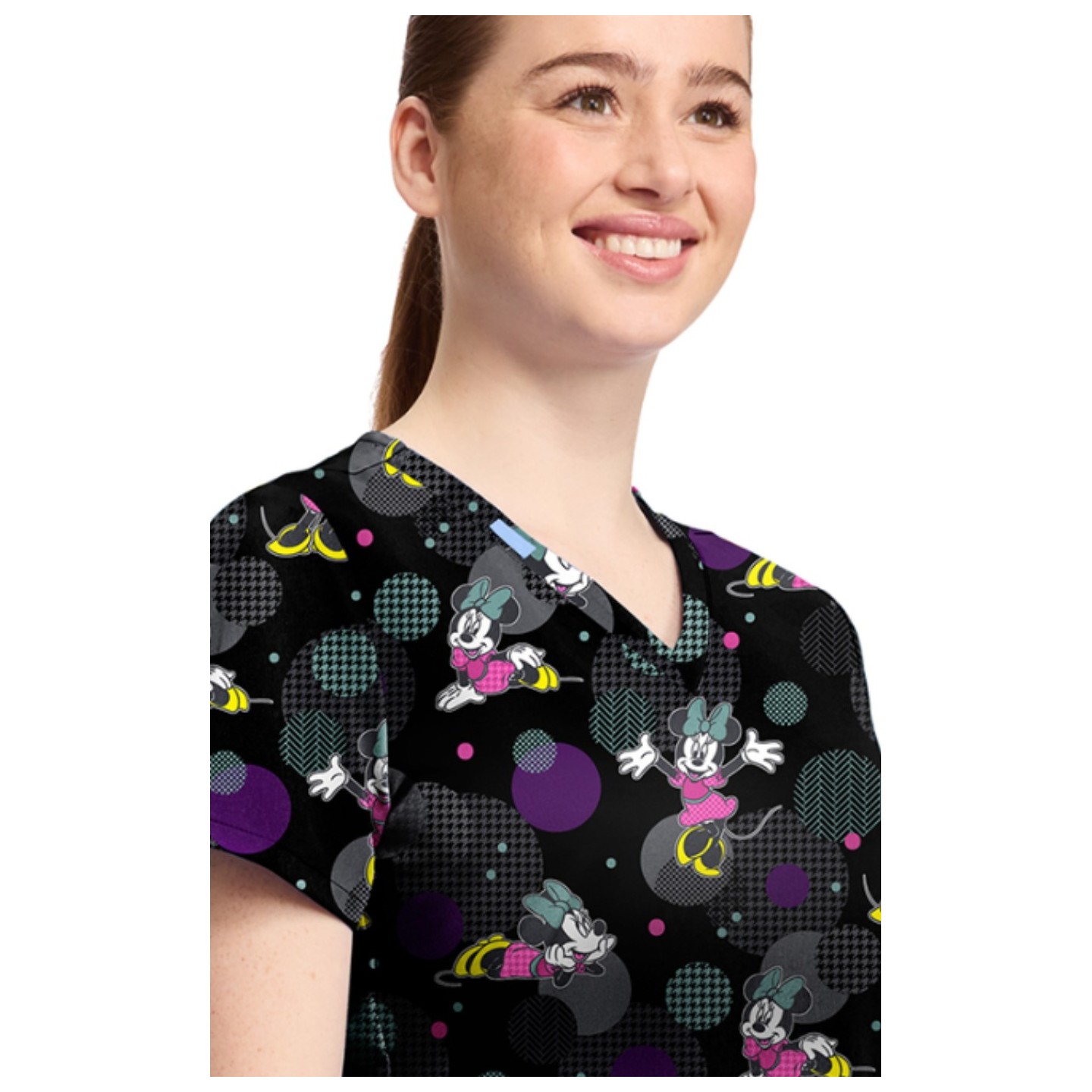 TF796 Tooniforms 2 Pocket V-Neck Print Top by Cherokee - Weave Your Dream