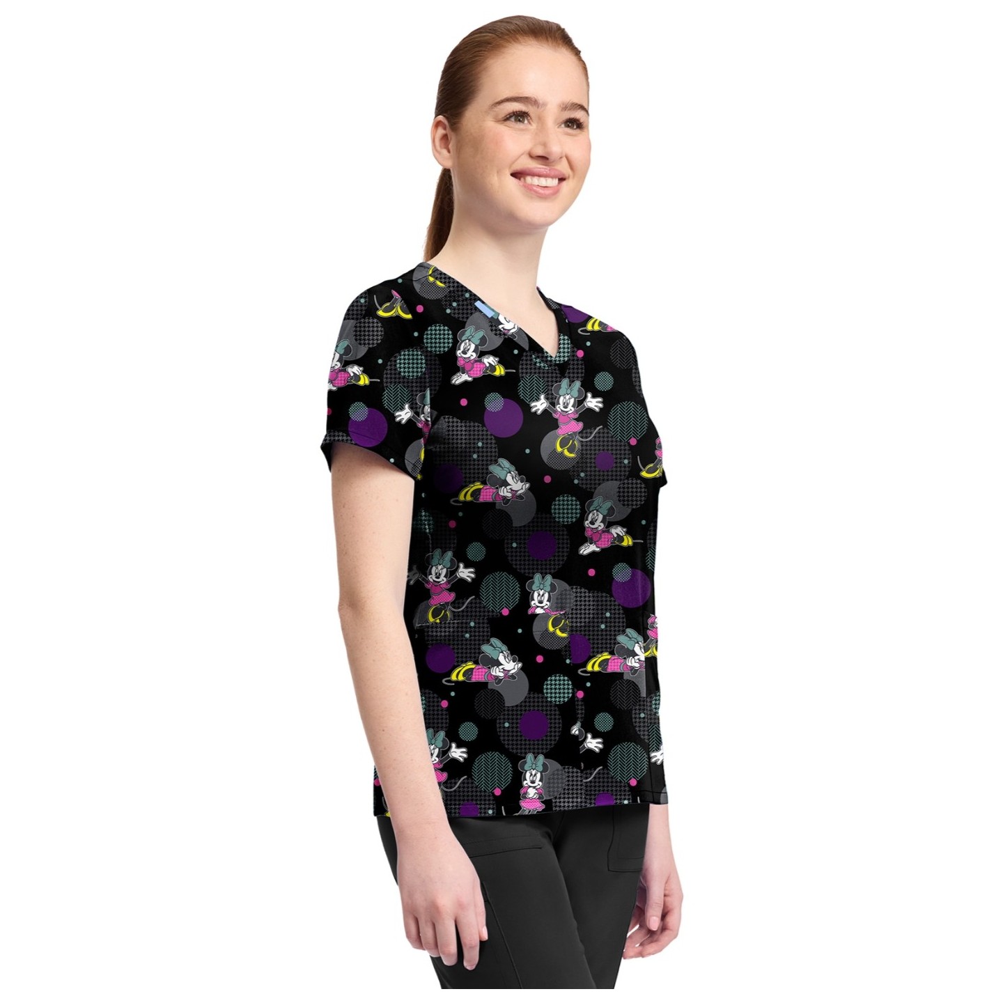 TF796 Tooniforms 2 Pocket V-Neck Print Top by Cherokee - Weave Your Dream