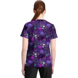 TF796 Tooniforms 2 Pocket V-Neck Print Top by Cherokee - Ghost-Like Charm