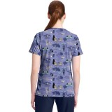 TF796 Tooniforms 2 Pocket V-Neck Print Top by Cherokee - Take Time to Unwind 