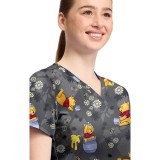 TF796 Tooniforms 2 Pocket V-Neck Print Top by Cherokee - Honey Business