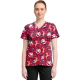 TF796 Tooniforms 2 Pocket V-Neck Print Top by Cherokee - Future is Bright