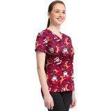 TF796 Tooniforms 2 Pocket V-Neck Print Top by Cherokee - Future is Bright