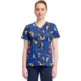 TF796 Tooniforms 2 Pocket V-Neck Print Top by Cherokee - Wild Rumpus