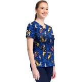 TF796 Tooniforms 2 Pocket V-Neck Print Top by Cherokee - Wild Rumpus