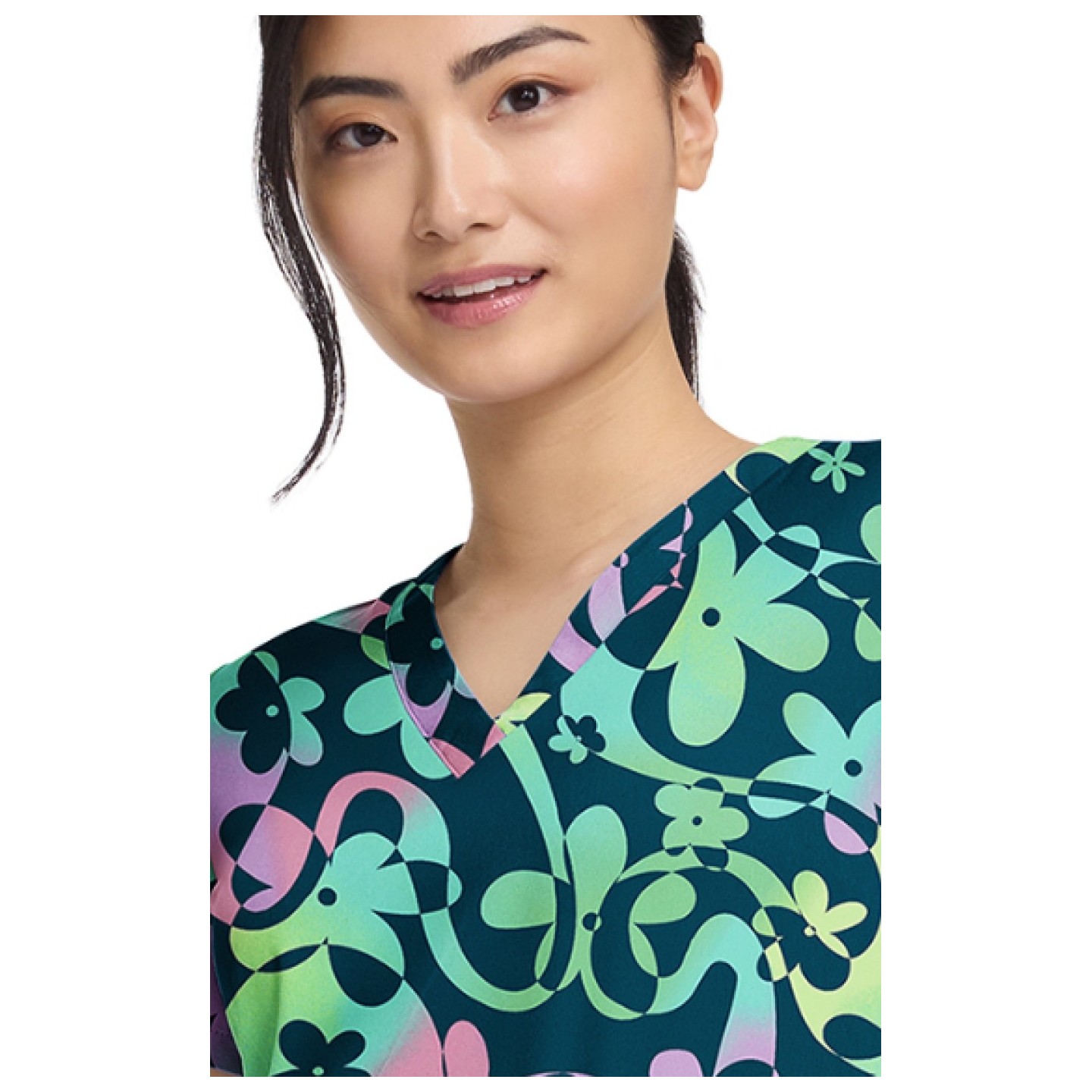 MC8564 Med Couture 2 Pocket V-Neck Print Top - Dizzy Daisy