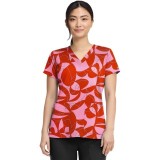 MC8564 Med Couture 2 Pocket V-Neck Print Top - Hopscotch