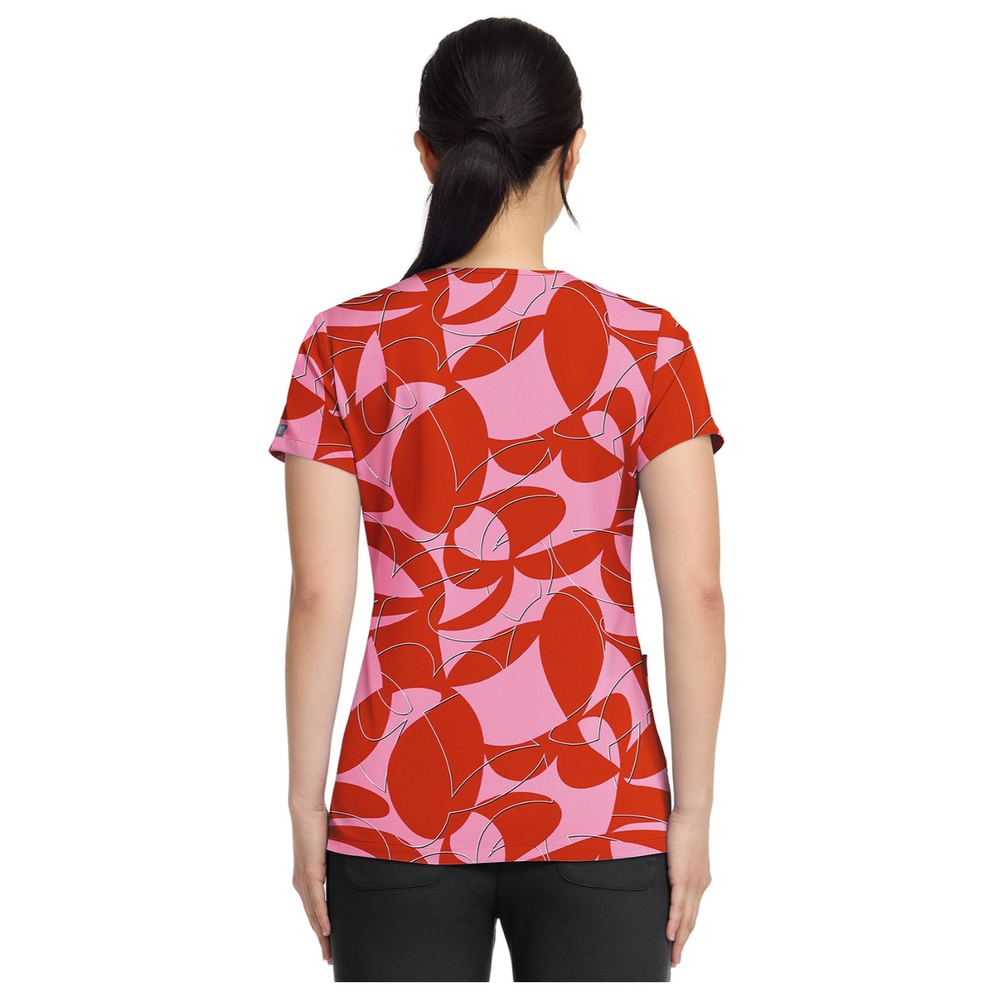 MC8564 Med Couture 2 Pocket V-Neck Print Top - Hopscotch