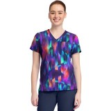 MC632 Haut Imprimé à Col en V par Med Couture - Aurora Stripe