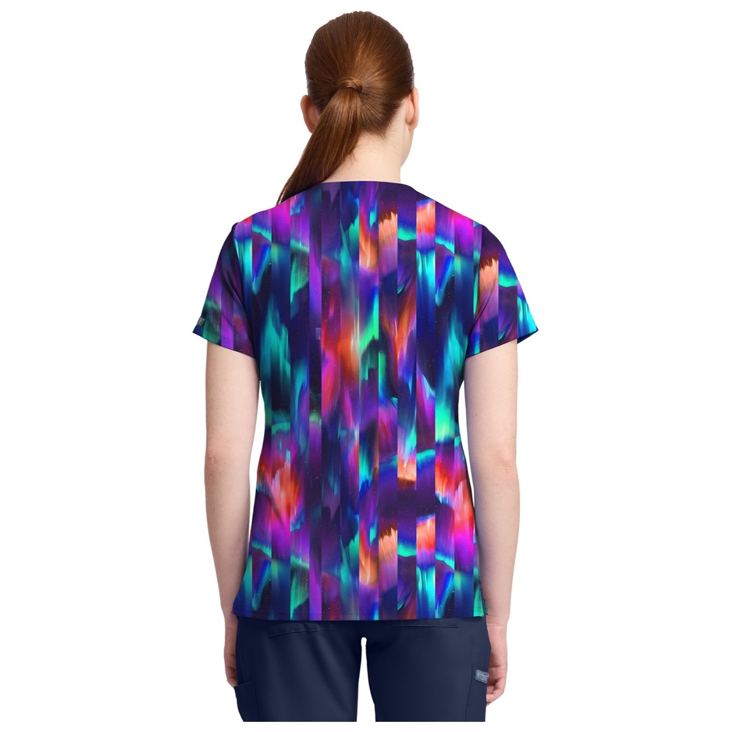 MC632 Med Couture V-Neck Print Top - Aurora Stripe