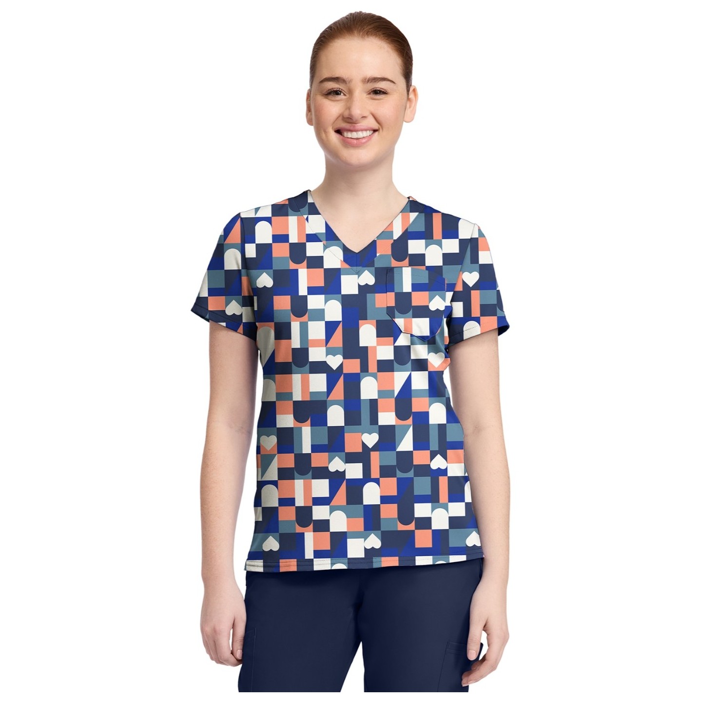 MC632 Med Couture V-Neck Print Top - Board Game