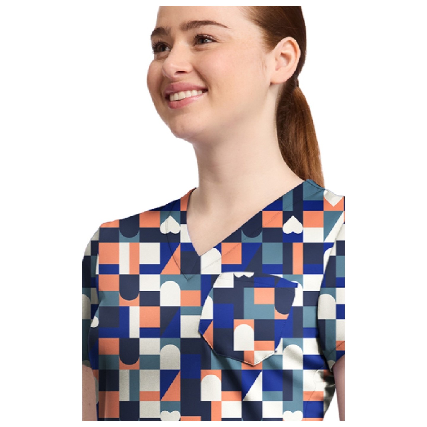 MC632 Haut Imprimé à Col en V par Med Couture -Board Game