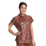 1141PR koi Basics Haut Imprimé Irisé Ari avec Encolure Fendue - Iridescent Light Bright Walnut