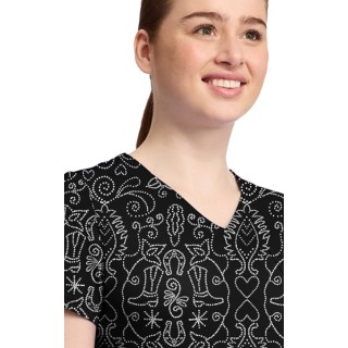 MC632 Med Couture V-Neck Print Top - First Rodeo