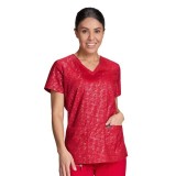 1082PR koi Lite Velora Stretch Print Top - Iridescent Dot Ruby