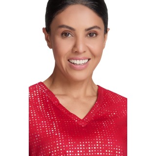 1082PR koi Lite Haut Imprimé Extensible Velora - Iridescent Dot Ruby