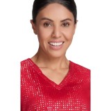 1082PR koi Lite Velora Stretch Print Top - Iridescent Dot Ruby