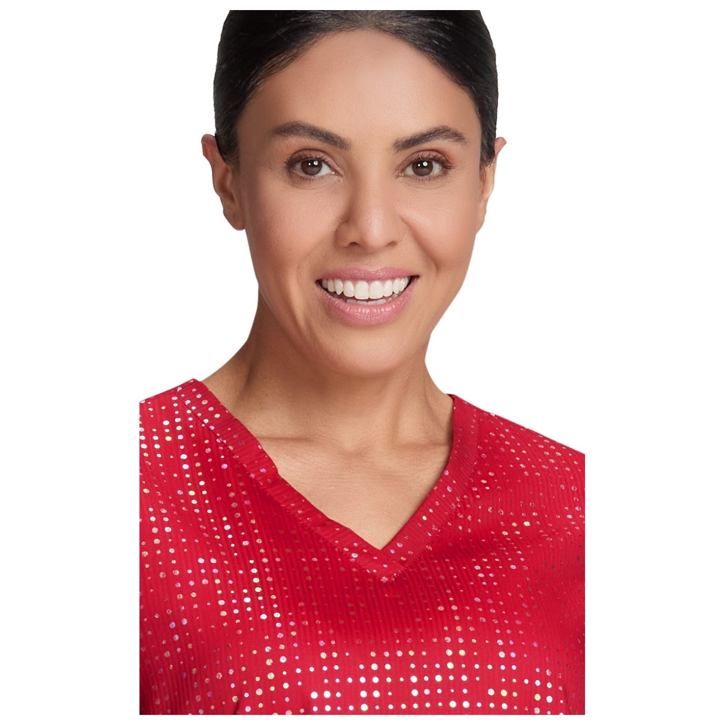 1082PR koi Lite Haut Imprimé Extensible Velora - Iridescent Dot Ruby