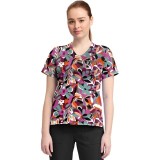 CK857 High-Low V-Neck Print Top by Cherokee - Cut Flowers