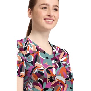 CK857 High-Low V-Neck Print Top by Cherokee - Cut Flowers