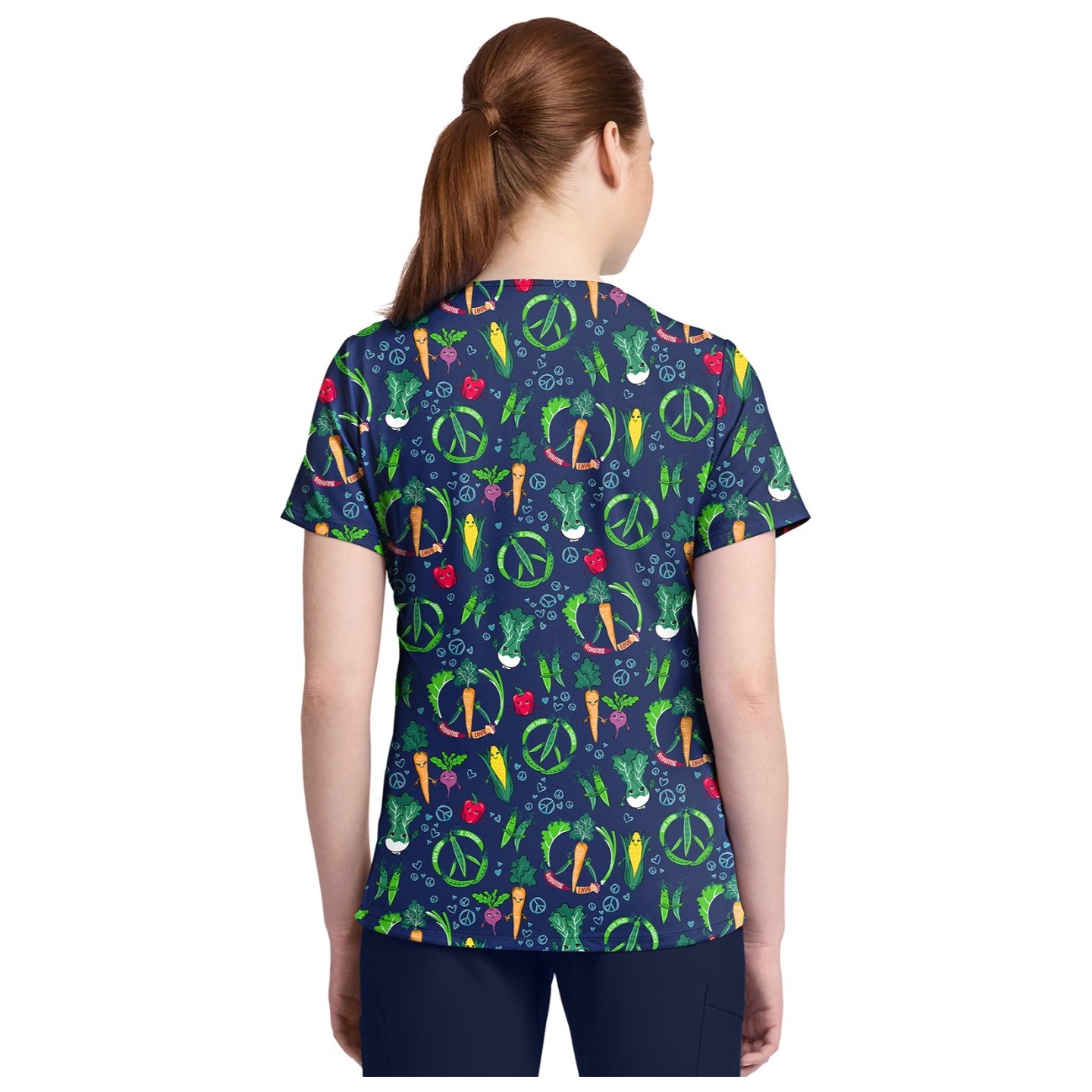 CK857 High-Low V-Neck Print Top by Cherokee - Growing Love