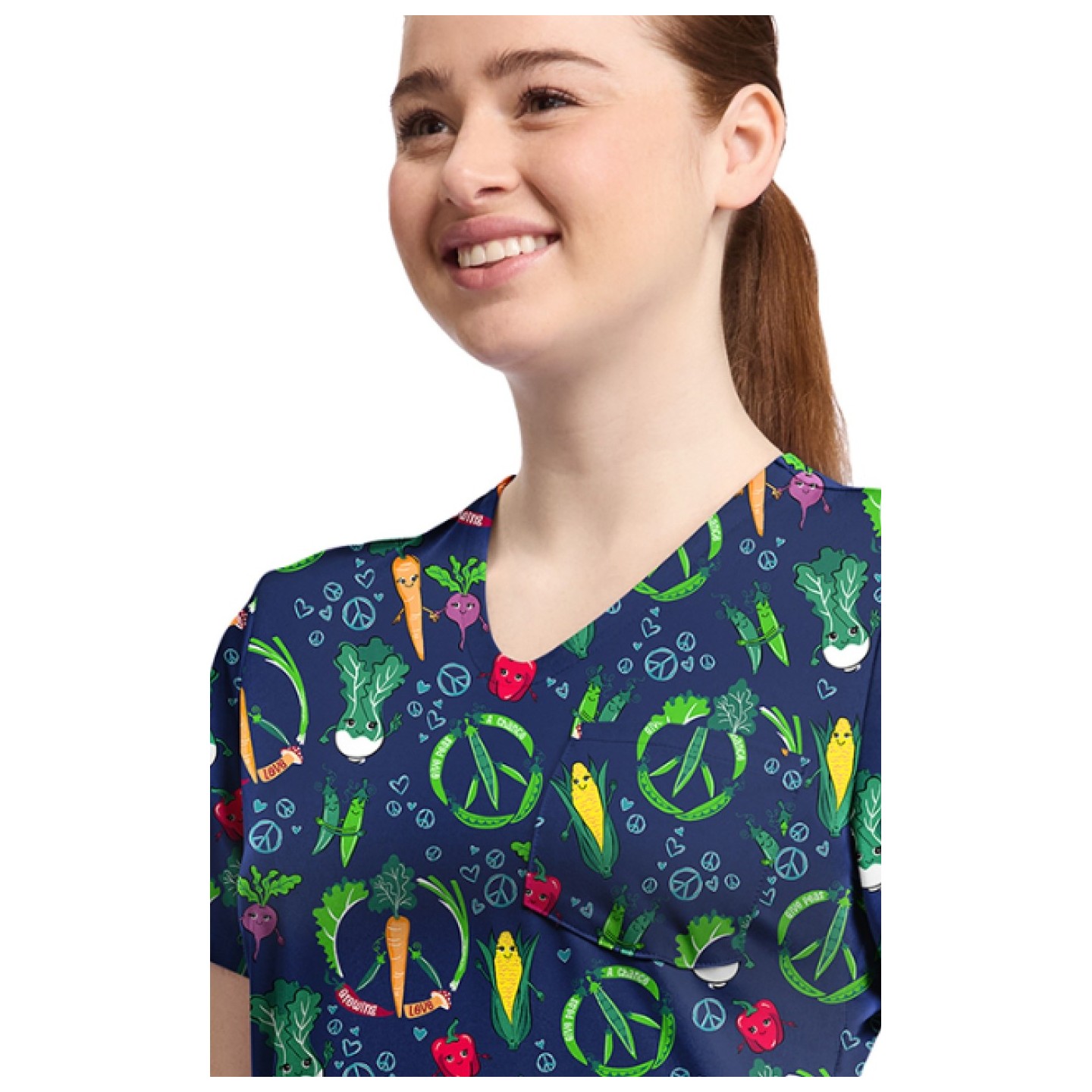 CK857 High-Low V-Neck Print Top by Cherokee - Growing Love