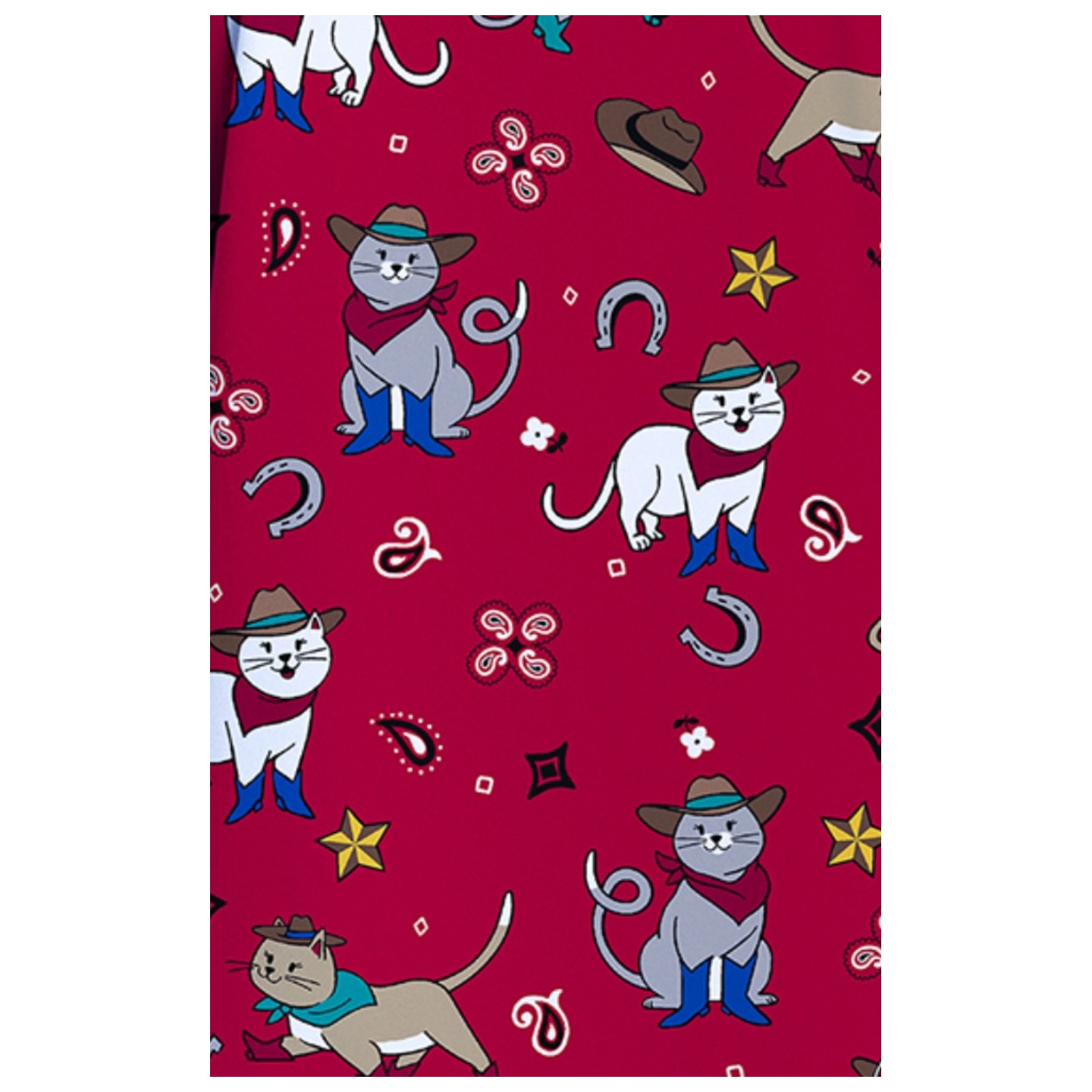 CK856 V-Neck 2 Pocket Print Top by Cherokee - Cowgirl Kitty