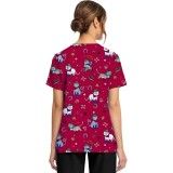 CK856 V-Neck 2 Pocket Print Top by Cherokee - Cowgirl Kitty