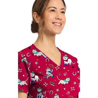 CK856 Haut Imprimé à Col en V avec 2 Poches par Cherokee - Cowgirl Kitty