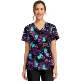 CK856 Haut Imprimé à Col en V avec 2 Poches par Cherokee - Hocus Croakus