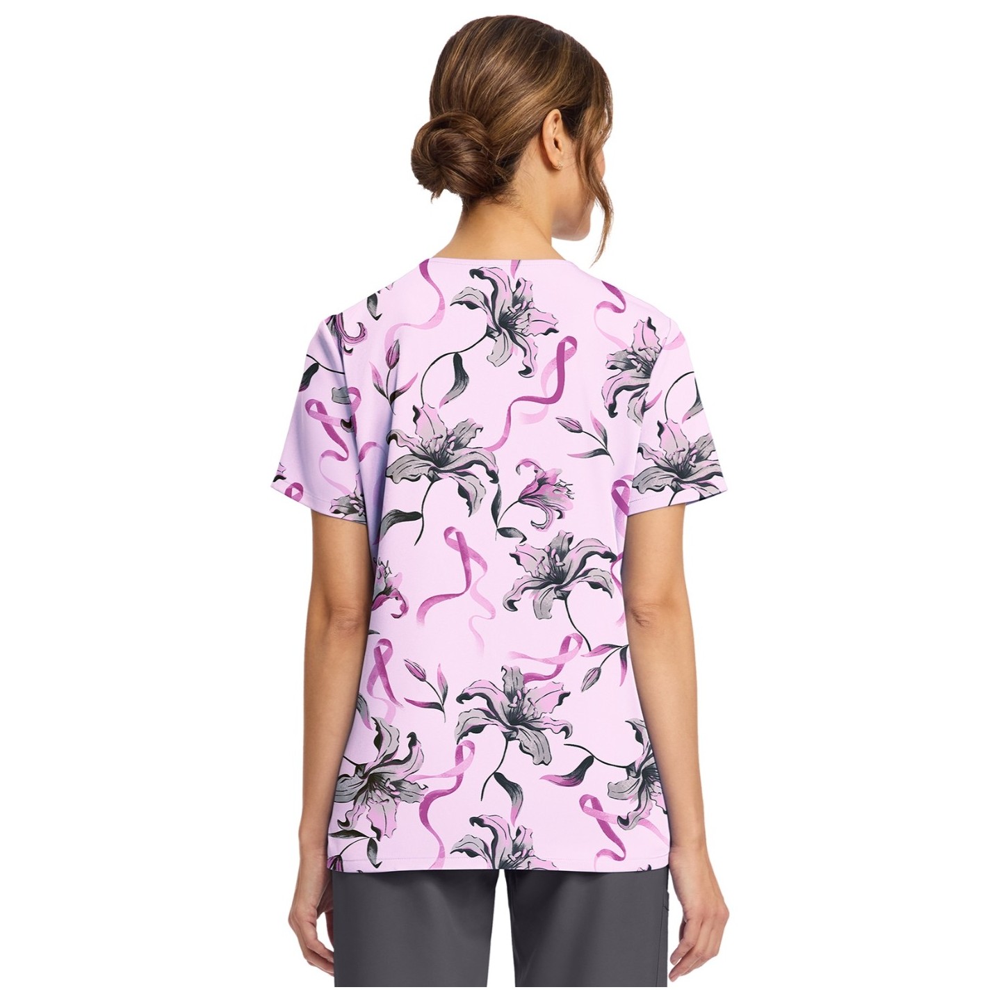 CK856 V-Neck 2 Pocket Print Top by Cherokee - Loving Lillies