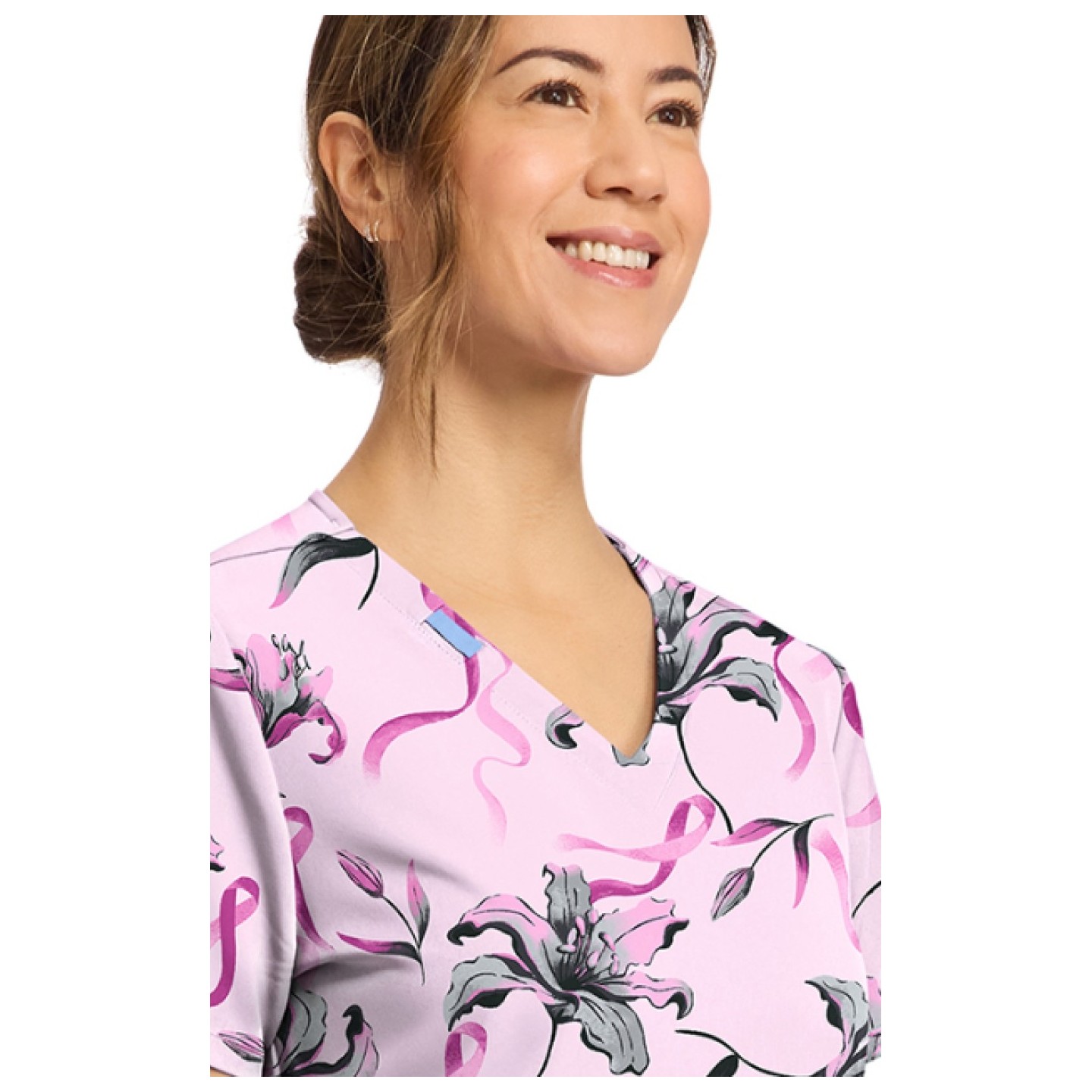 CK856 V-Neck 2 Pocket Print Top by Cherokee - Loving Lillies