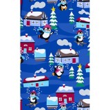 CK856 V-Neck 2 Pocket Print Top by Cherokee - Playing Penguins